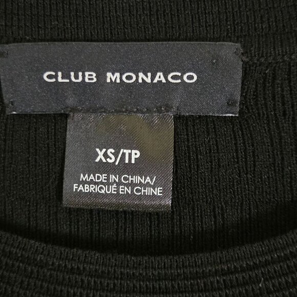 Club Monaco Black Woven Sleeve Crewneck Top Size XS - Picture 8 of 9